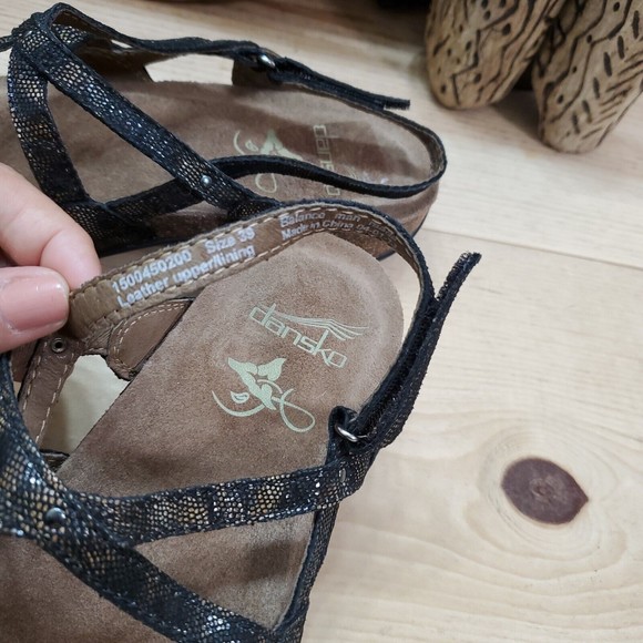 Dansko Jovie Slingback Coffee Swirl Sandals Snake Cork Sole Leather Women 8.5-9 - Picture 11 of 13